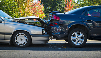 Two cars damaged in a collision